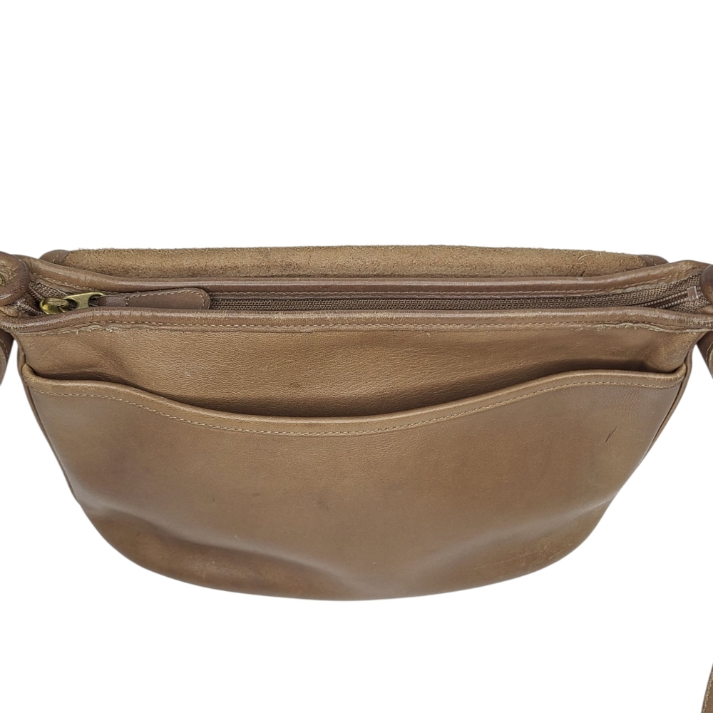 Coach Vintage Fletcher Saddle Flap Crossbody Taupe Leather Bag D6C-4150 - Picture 3 of 15